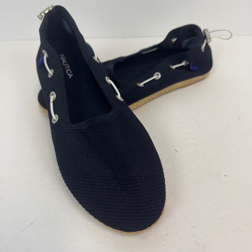 Nautica Rover Navy Blue Knit Espadrille Boat Shoes Slip On Flats Womens 7.5